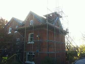 Chimney work with three storey scaffolding