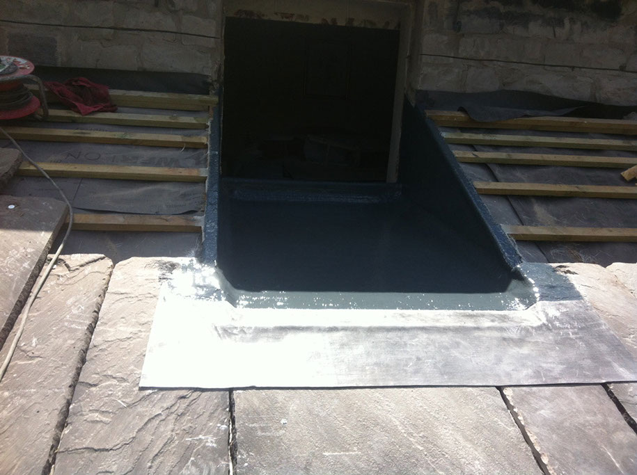 Roof lead work slate and timber